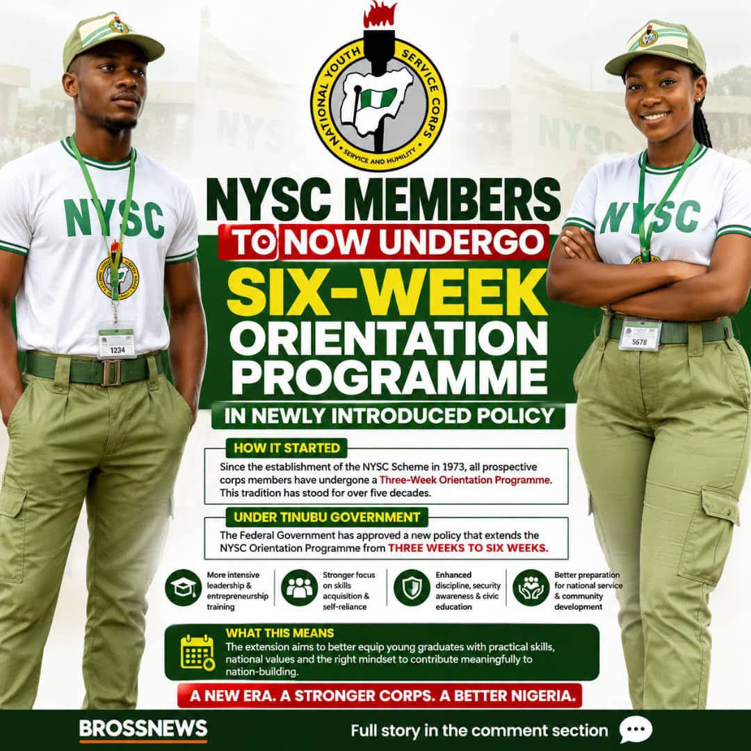 Federal Government Approves Six-Week NYSC Orientation Programme  ‎