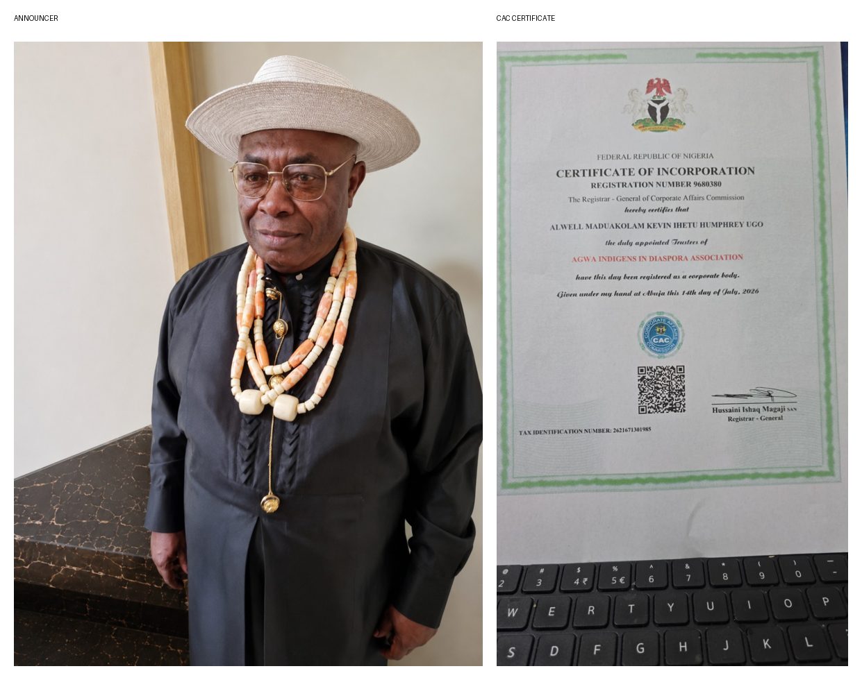 ‎Agwa Diaspora Forum Worldwide Secures Full Registration, Prof. Humphrey Ugo Hails Members' Commitment to Unity and Development  ‎