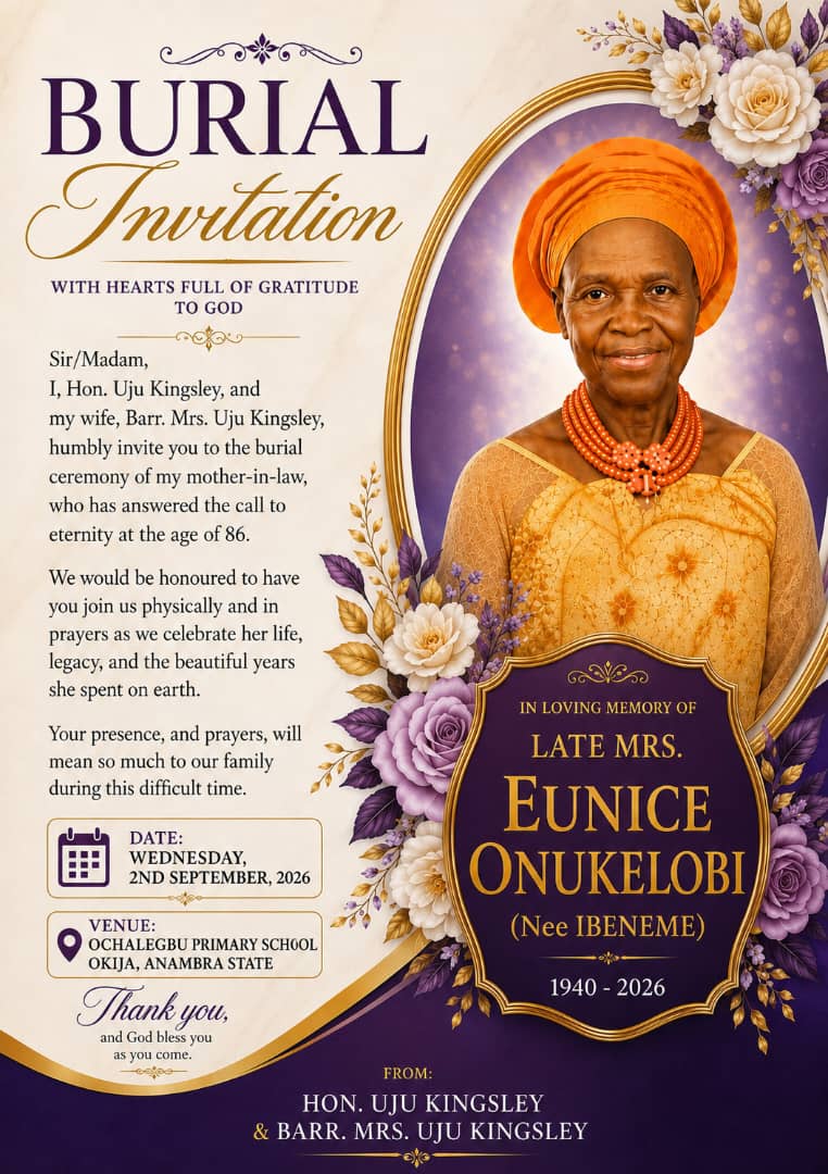 Former Rep Uju Kingsley Chima Announces Burial of Mother-in-Law, Eunice Onukelobi